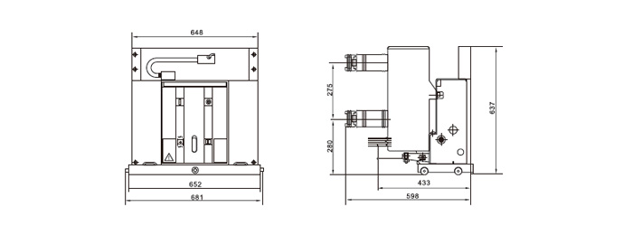 VS1-12戶內高壓真空斷路器外形及安裝尺寸